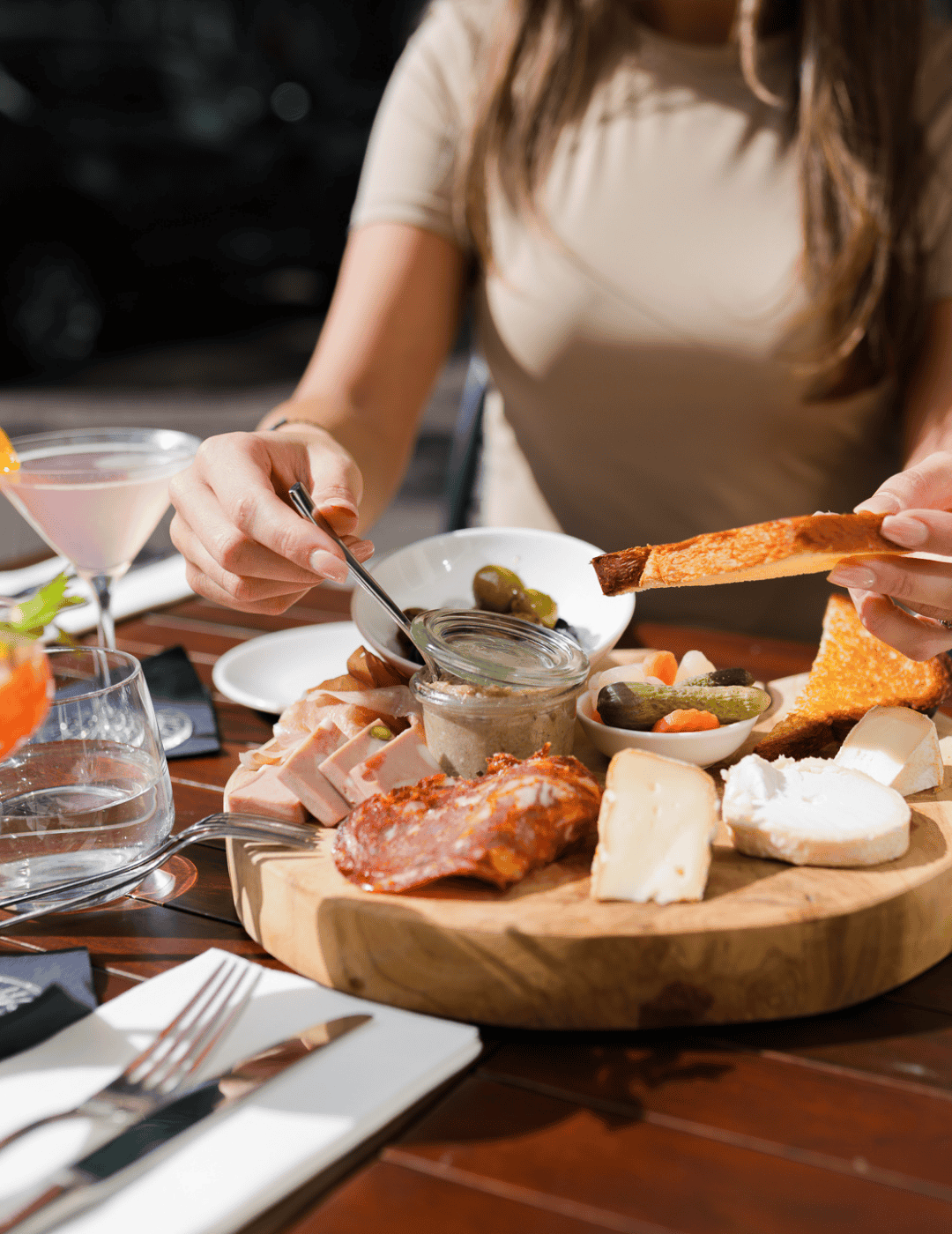Snack platter served on the terrace at the ambassade hotel.