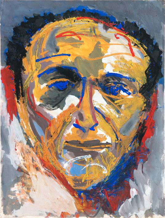 Karel appel’s 1957 portrait of theo wolvecamp, part of the cobra art collection at the ambassade hotel.