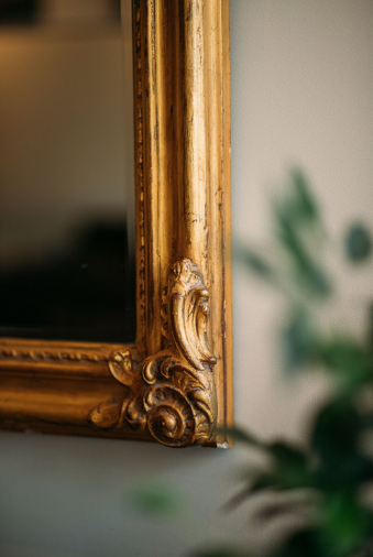 Elegant mirror detail at the ambassade hotel in amsterdam.