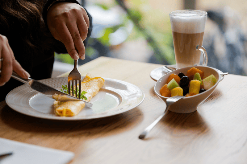 Freshly prepared omelet served for breakfast at the ambassade hotel in amsterdam.